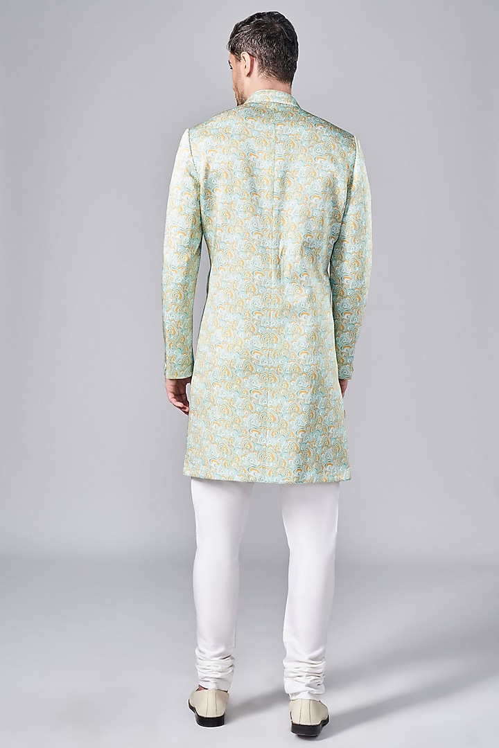 Multi-Colored Silk Printed Wedding Sherwani Set by Arjuun Kilachand at Pernia's Pop Up Shop