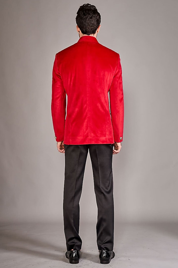 Red Velvet Wedding Bandhgala Jacket by Arjuun Kilachand at Pernia's Pop Up Shop