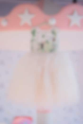 Off-White Soft Butterfly Net Hand Embroidered Dress For Girls by ARANI LABEL at Pernia's Pop Up Shop