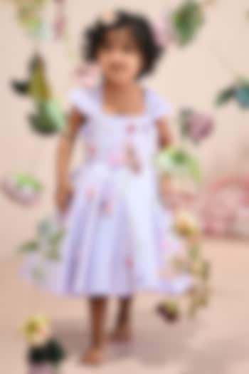 Purple Soft Butterfly Net Embroidered Dress For Girls by ARANI LABEL at Pernia's Pop Up Shop