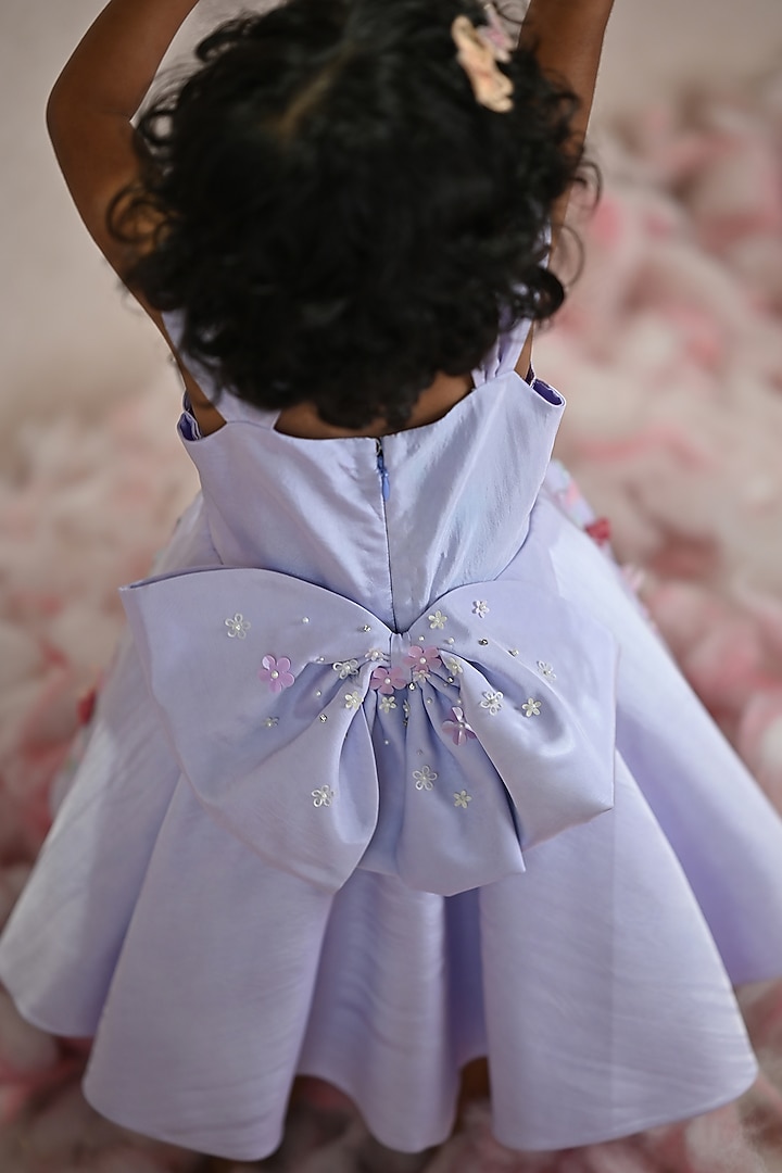 Purple Soft Butterfly Net Embroidered Dress For Girls by ARANI LABEL at Pernia's Pop Up Shop