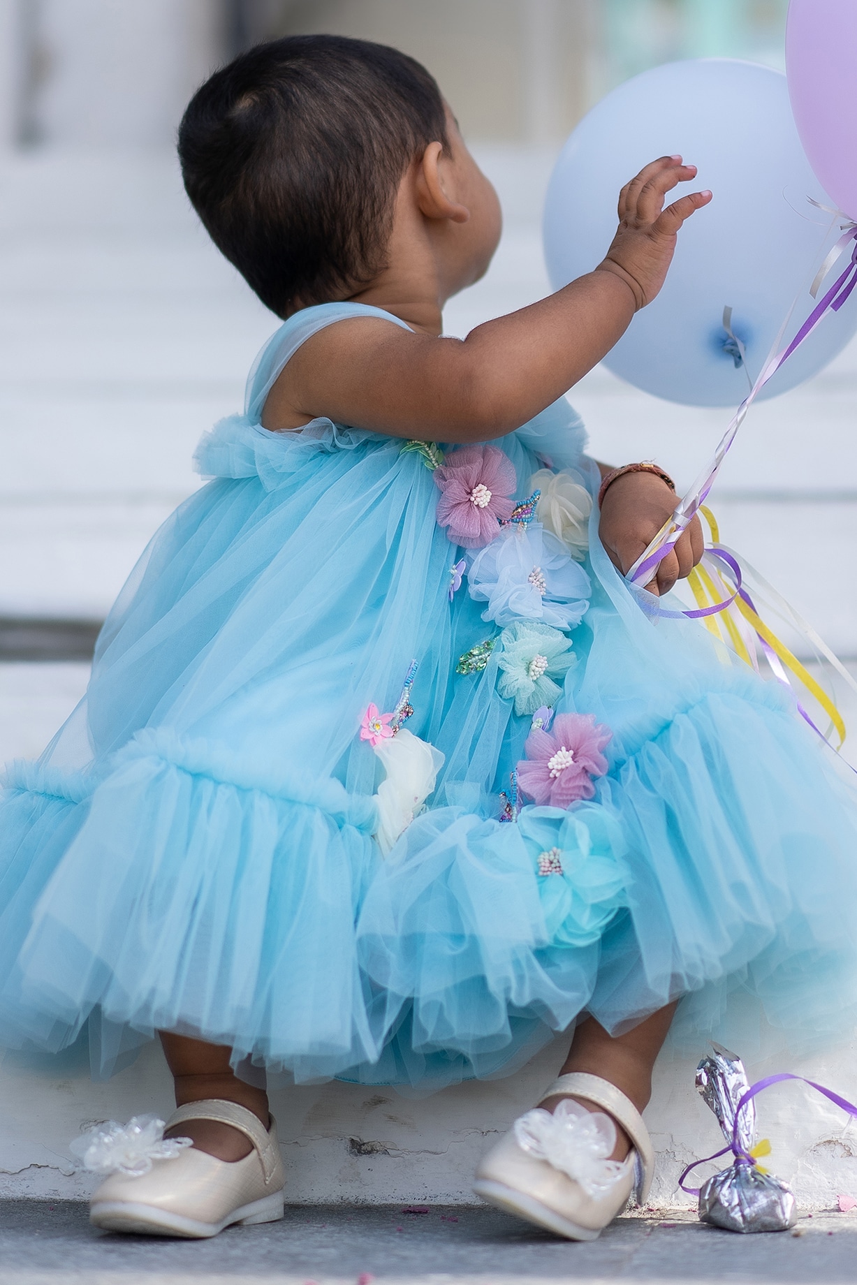skies are blue embroidered dress Sky Blue Dress with Embroidered Trim main image 0