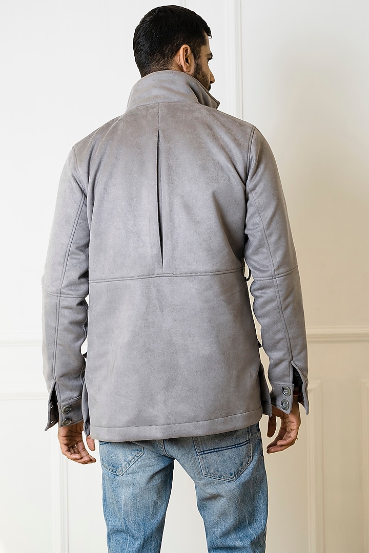 Grey Suede Jacket by Armen & Co at Pernia's Pop Up Shop
