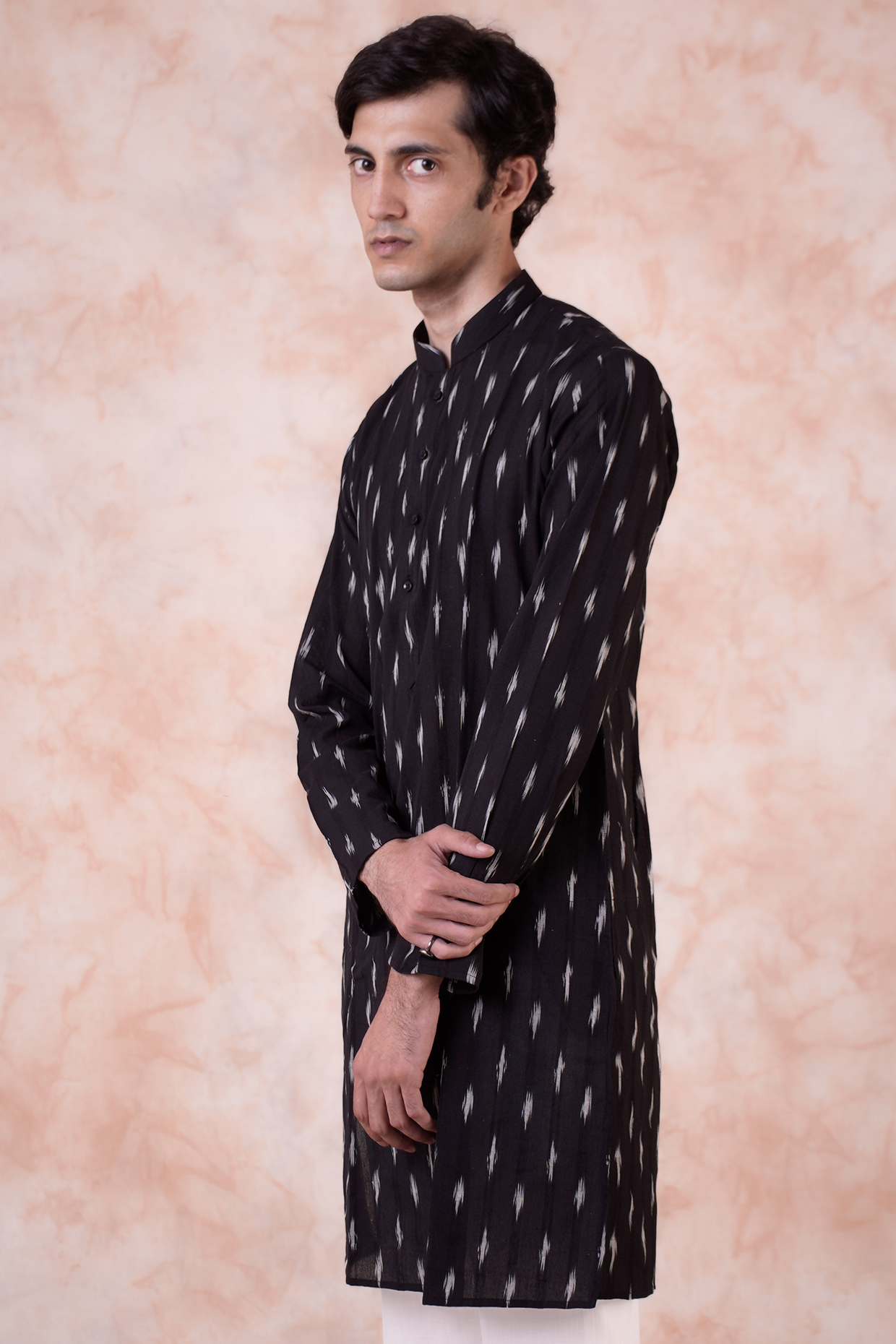 Black Ikat Printed Kurta by Armen & Co