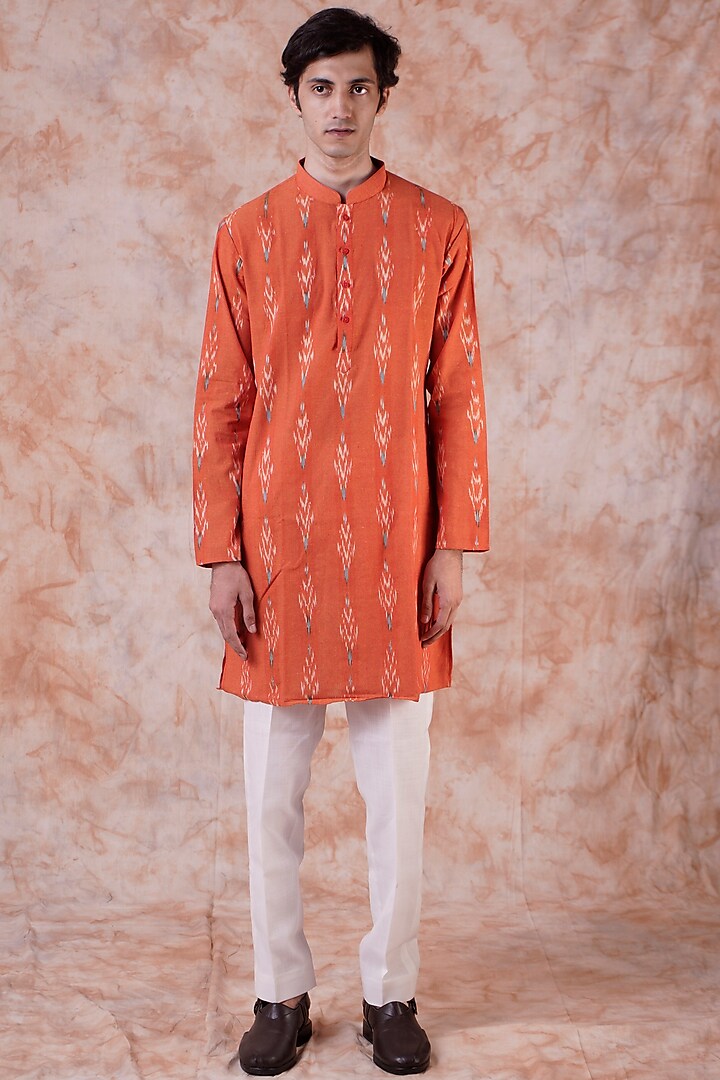 Orange Ikat Printed Kurta by Armen & Co