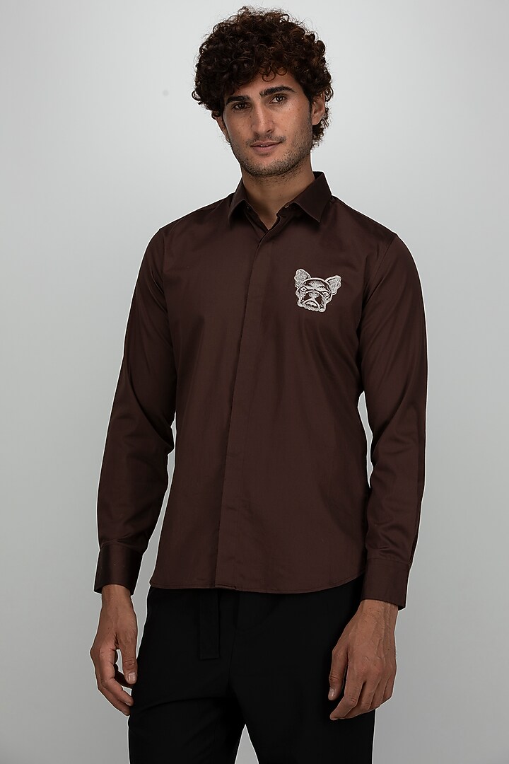 Chocolate Brown Cotton Summer Shirt by Armen & Co at Pernia's Pop Up Shop