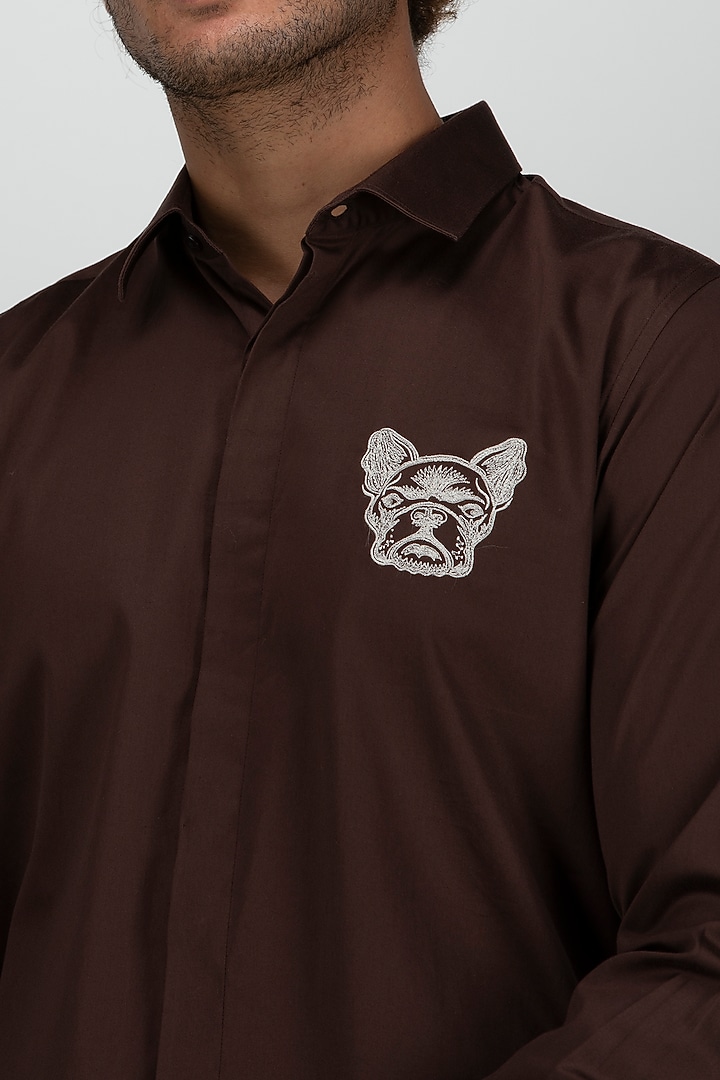 Chocolate Brown Cotton Summer Shirt by Armen & Co at Pernia's Pop Up Shop