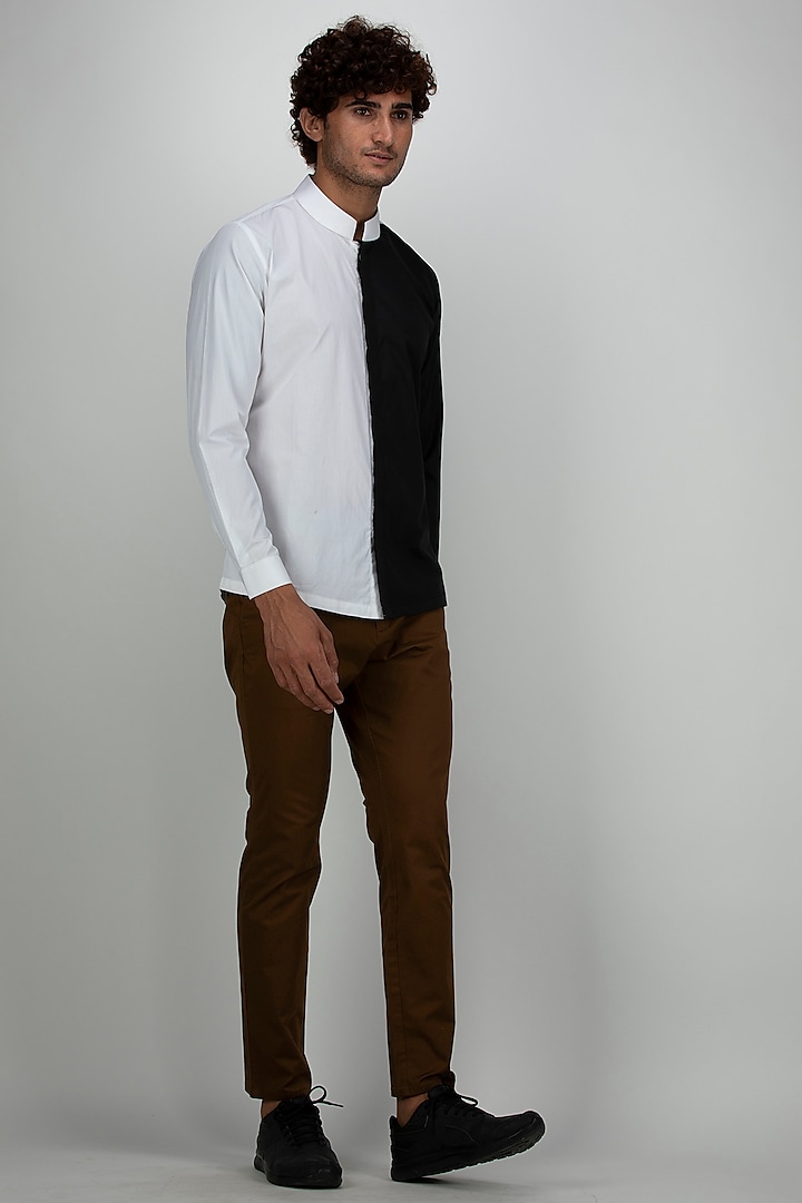 White & Black Cotton Shirt by Armen & Co