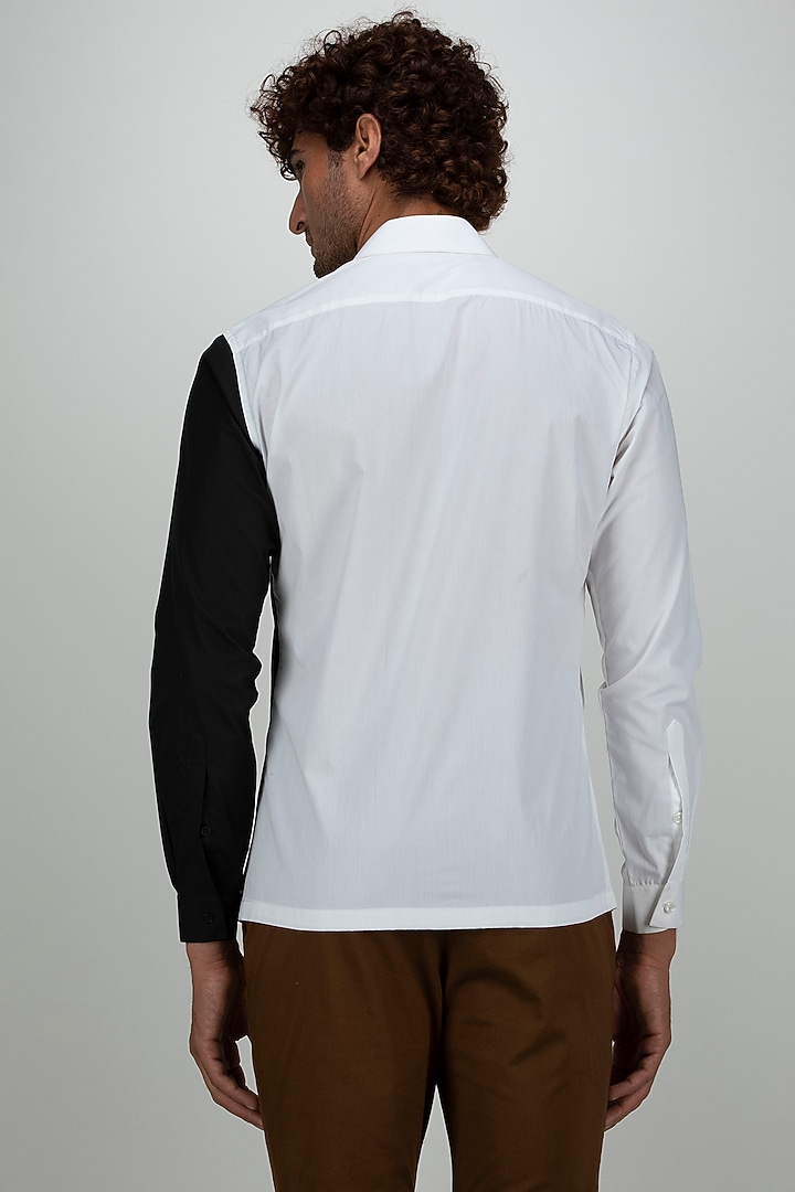 White & Black Cotton Summer Shirt by Armen & Co at Pernia's Pop Up Shop