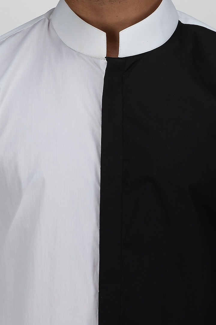 White & Black Cotton Summer Shirt by Armen & Co at Pernia's Pop Up Shop