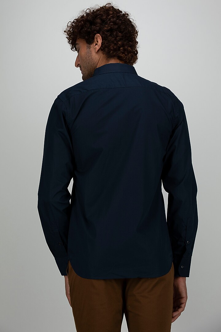 Navy Blue Cotton Summer Shirt by Armen & Co at Pernia's Pop Up Shop