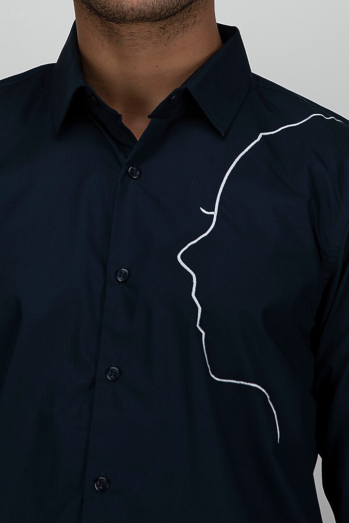 Navy Blue Cotton Summer Shirt by Armen & Co at Pernia's Pop Up Shop