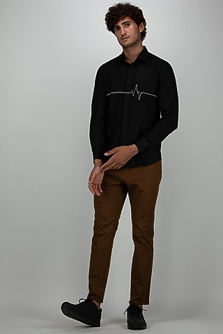 Black Cotton Shirt by Armen & Co
