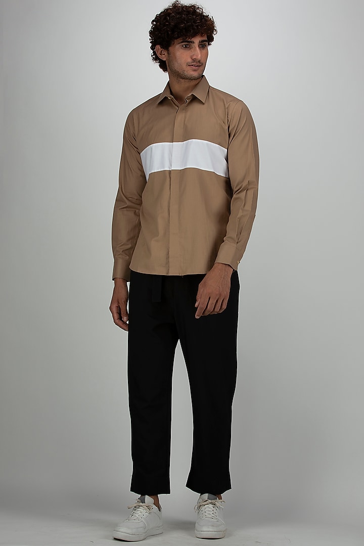 Light Brown Cotton Shirt by Armen & Co