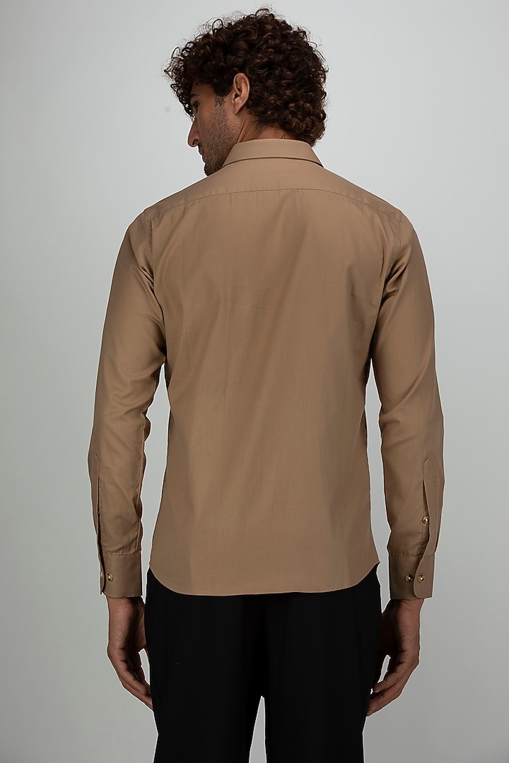 Light Brown Cotton Summer Shirt by Armen & Co at Pernia's Pop Up Shop