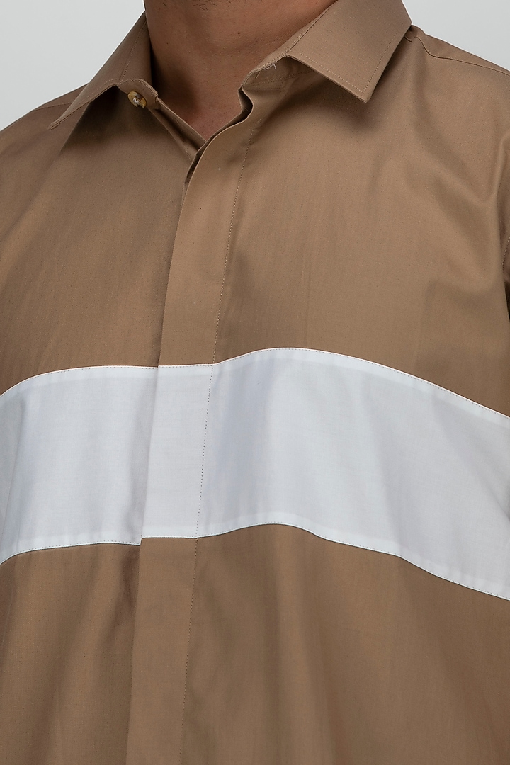 Light Brown Cotton Summer Shirt by Armen & Co at Pernia's Pop Up Shop