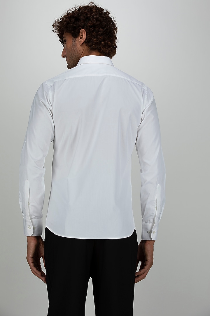 White & Brown Cotton Summer Shirt by Armen & Co at Pernia's Pop Up Shop