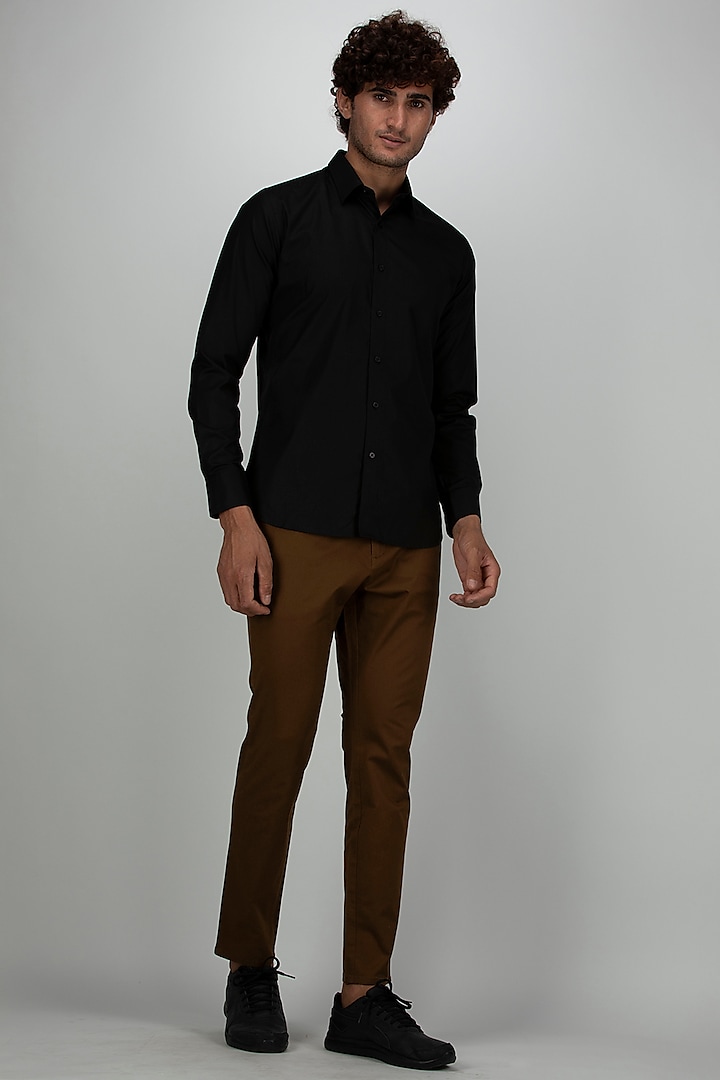 Black Shirt In Cotton by Armen & Co