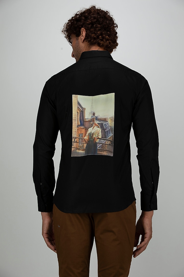Black Summer Shirt In Cotton by Armen & Co at Pernia's Pop Up Shop