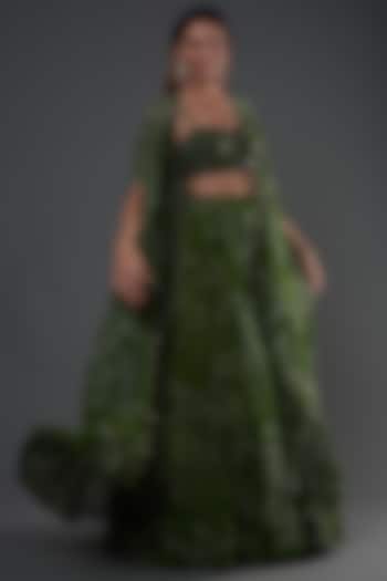 Green Georgette Printed Sharara Set by Arpita Mehta
