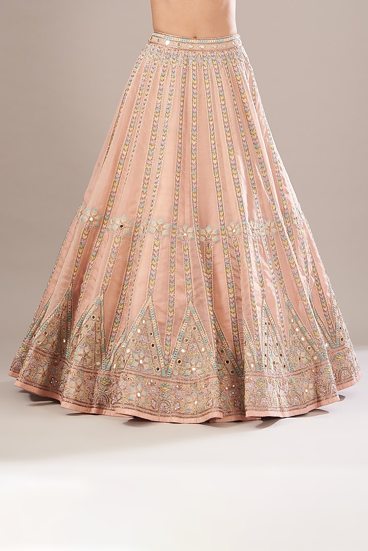 Blush Pink Organza Hand Embroidered Bridal Lehenga Set by Arpita Mehta at Pernia's Pop Up Shop