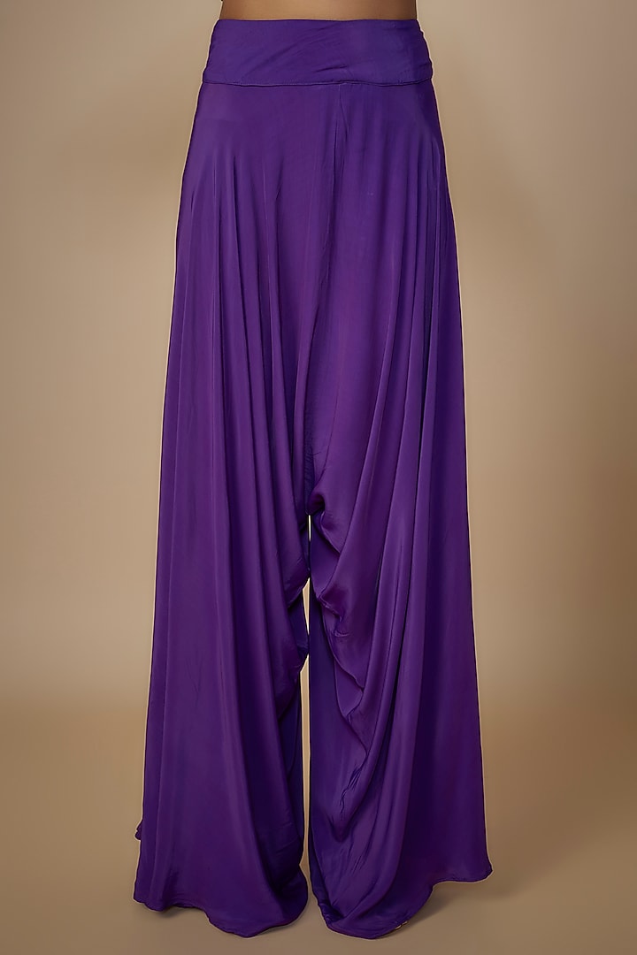 Purple Crepe Silk Embroidered Cape Set by Arpita Mehta at Pernia's Pop Up Shop