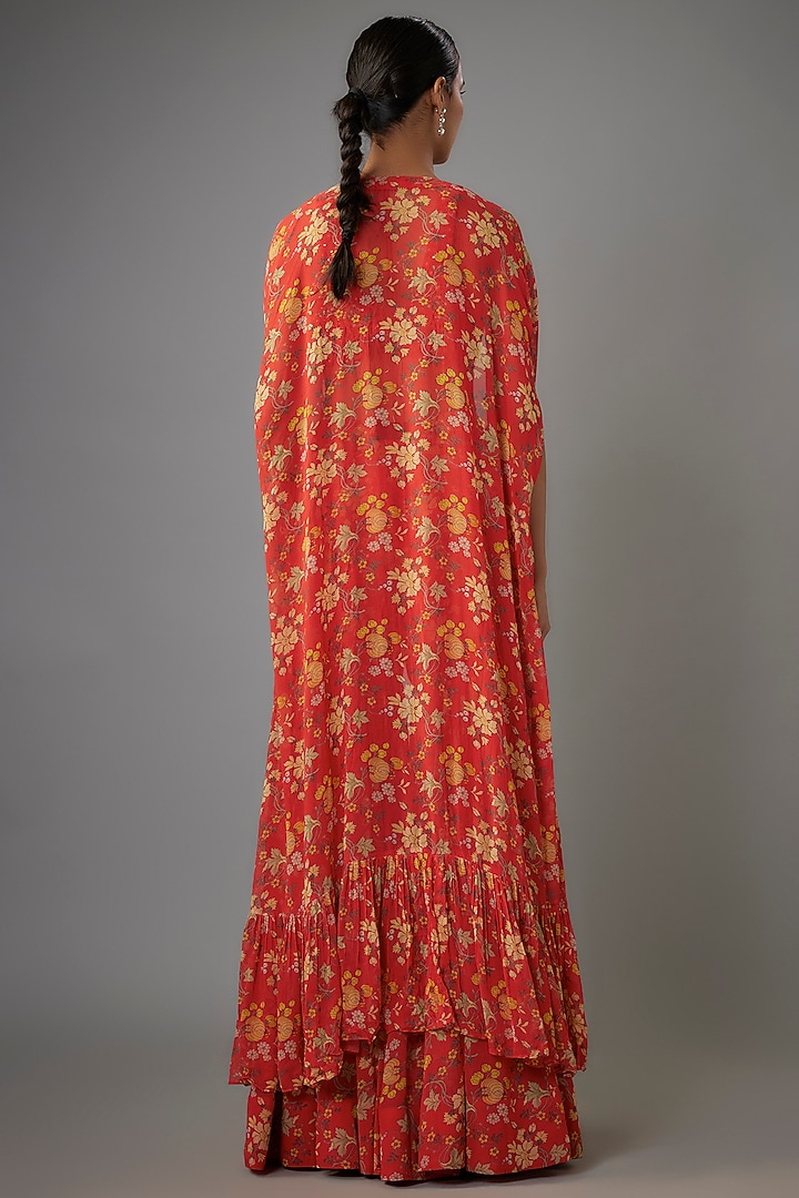 Sindoori Colored Georgette Skirt Set by Arpita Mehta at Pernia's Pop Up Shop