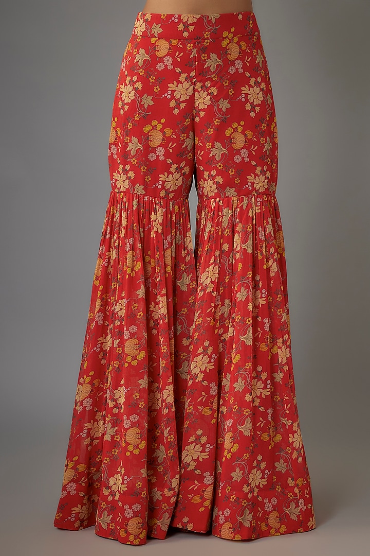 Sindoori Colored Georgette Skirt Set by Arpita Mehta at Pernia's Pop Up Shop