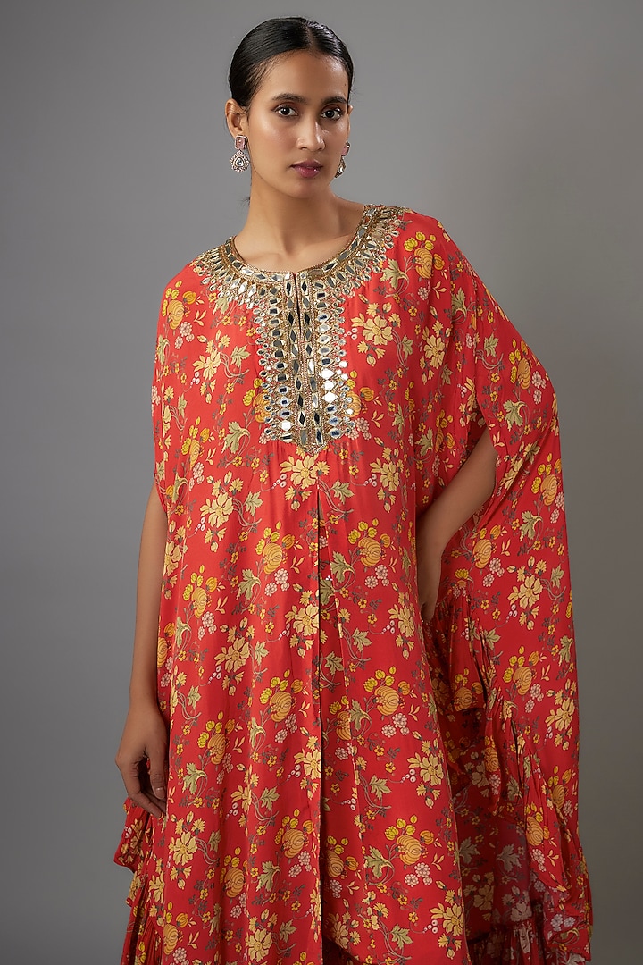 Sindoori Colored Georgette Kaftan Set by Arpita Mehta at Pernia's Pop Up Shop
