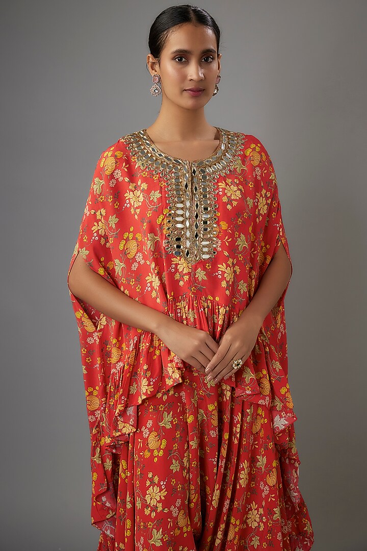 Sindoori Colored Georgette Co-Ord Set by Arpita Mehta at Pernia's Pop Up Shop