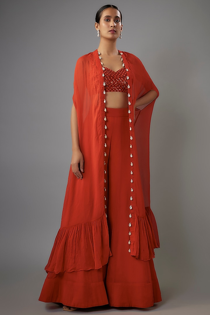 Red Crepe Pant Set by Arpita Mehta at Pernia's Pop Up Shop