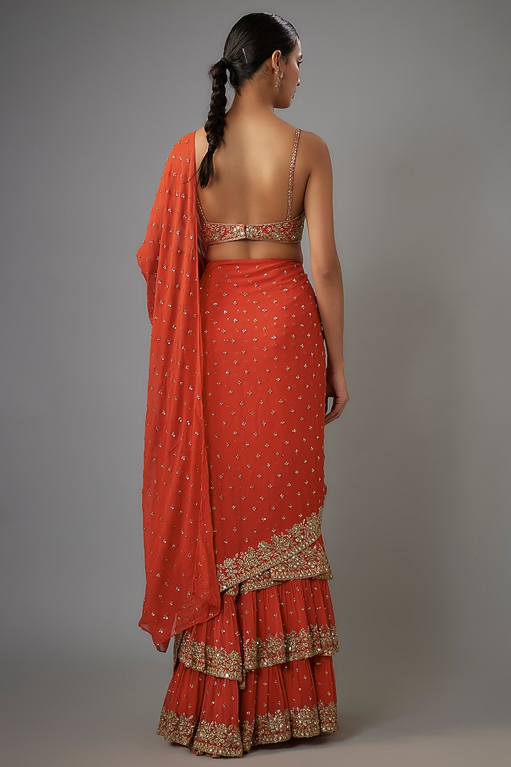Sindoori Georgette Bridal Saree Set by Arpita Mehta at Pernia's Pop Up Shop