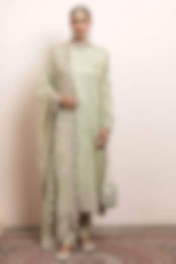 Sea Green Silk Tissue Kurta Set by Arpita Mehta at Pernia's Pop Up Shop