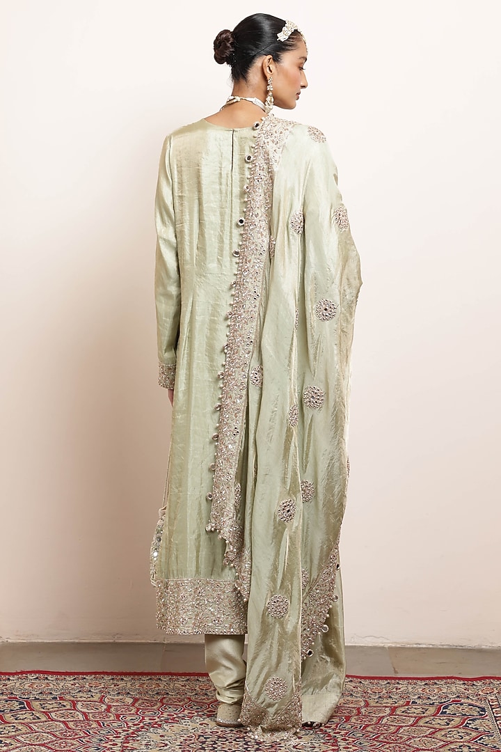 Sea Green Silk Tissue Kurta Set by Arpita Mehta at Pernia's Pop Up Shop