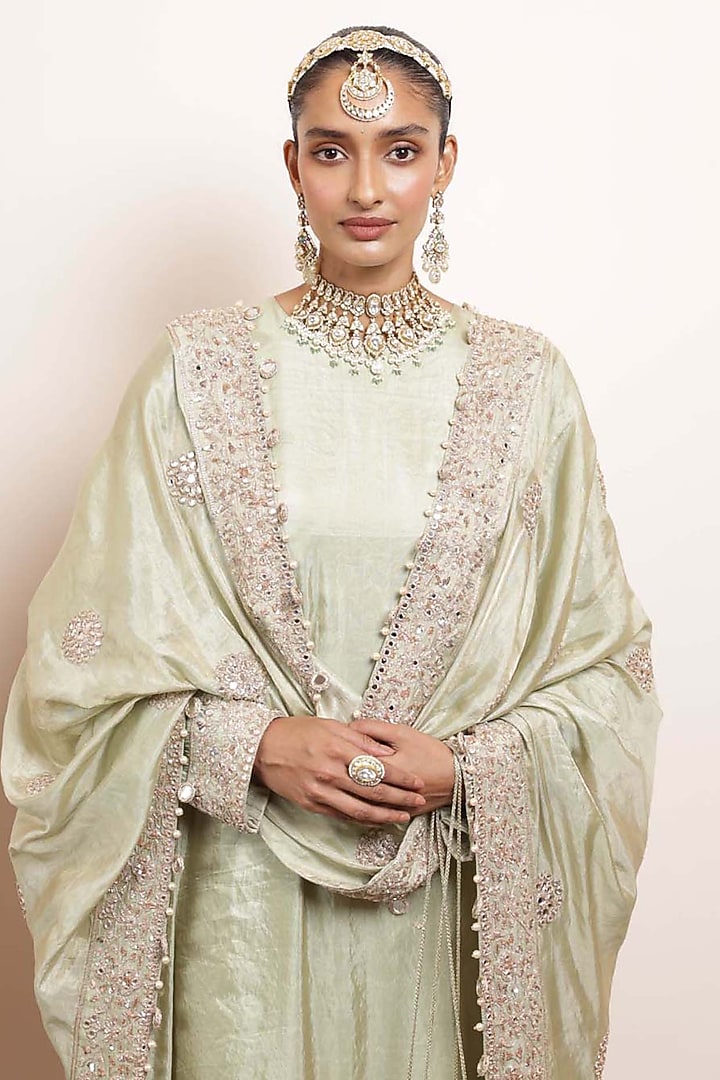 Sea Green Silk Tissue Kurta Set by Arpita Mehta at Pernia's Pop Up Shop