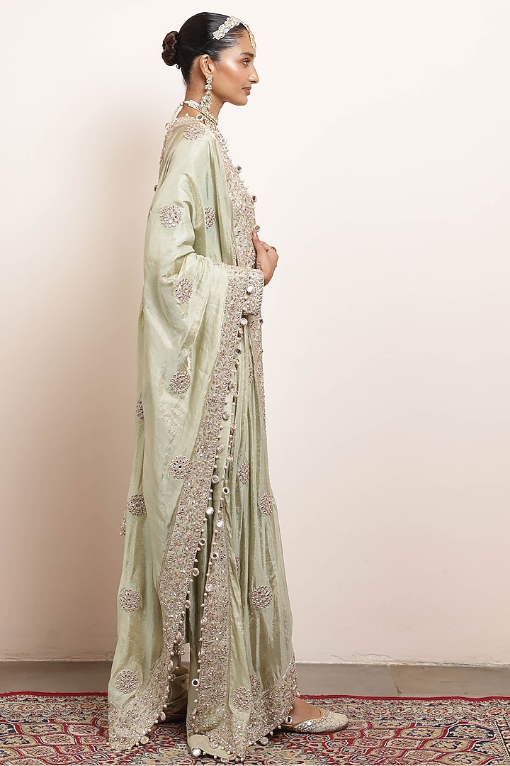 Sea Green Silk Tissue Kurta Set by Arpita Mehta at Pernia's Pop Up Shop