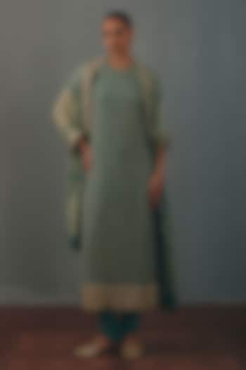 Ice Blue Georgette Hand Embroidered Kurta Set by Arpita Mehta at Pernia's Pop Up Shop