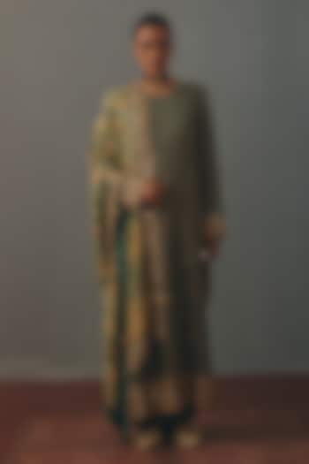 Moss Green Georgette Hand Embroidered Kurta Set by Arpita Mehta at Pernia's Pop Up Shop