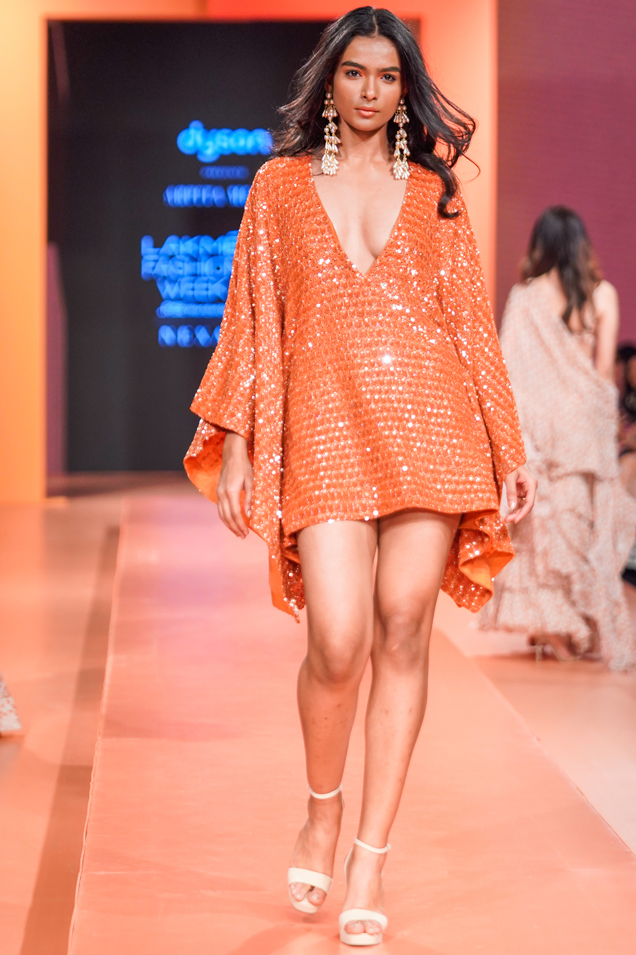 Orange Georgette Embroidered Kaftan by Arpita Mehta at Pernia's Pop Up Shop