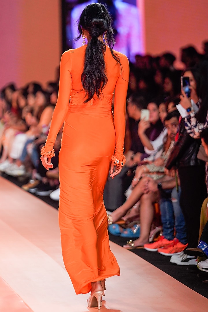 Orange Malai Lycra Skirt Set by Arpita Mehta at Pernia's Pop Up Shop