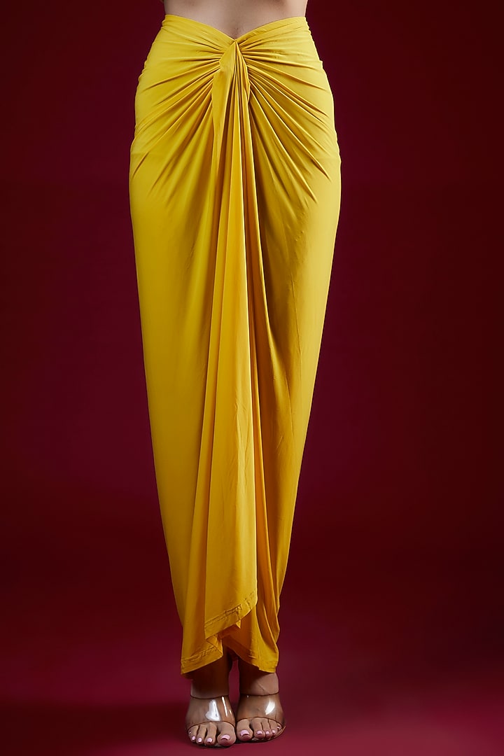 Yellow Cotton Stretch Tulip Skirt Set by Arpita Mehta at Pernia's Pop Up Shop
