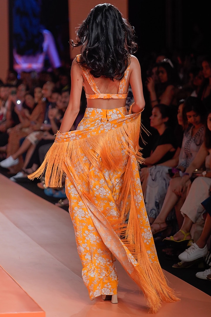 Orange & White Crepe Silk Printed Skirt Set by Arpita Mehta at Pernia's Pop Up Shop