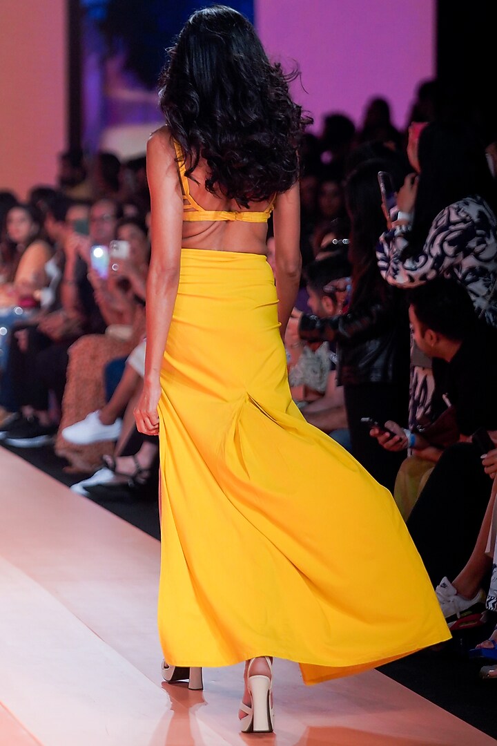 Yellow Cotton Stretch Skirt Set by Arpita Mehta at Pernia's Pop Up Shop