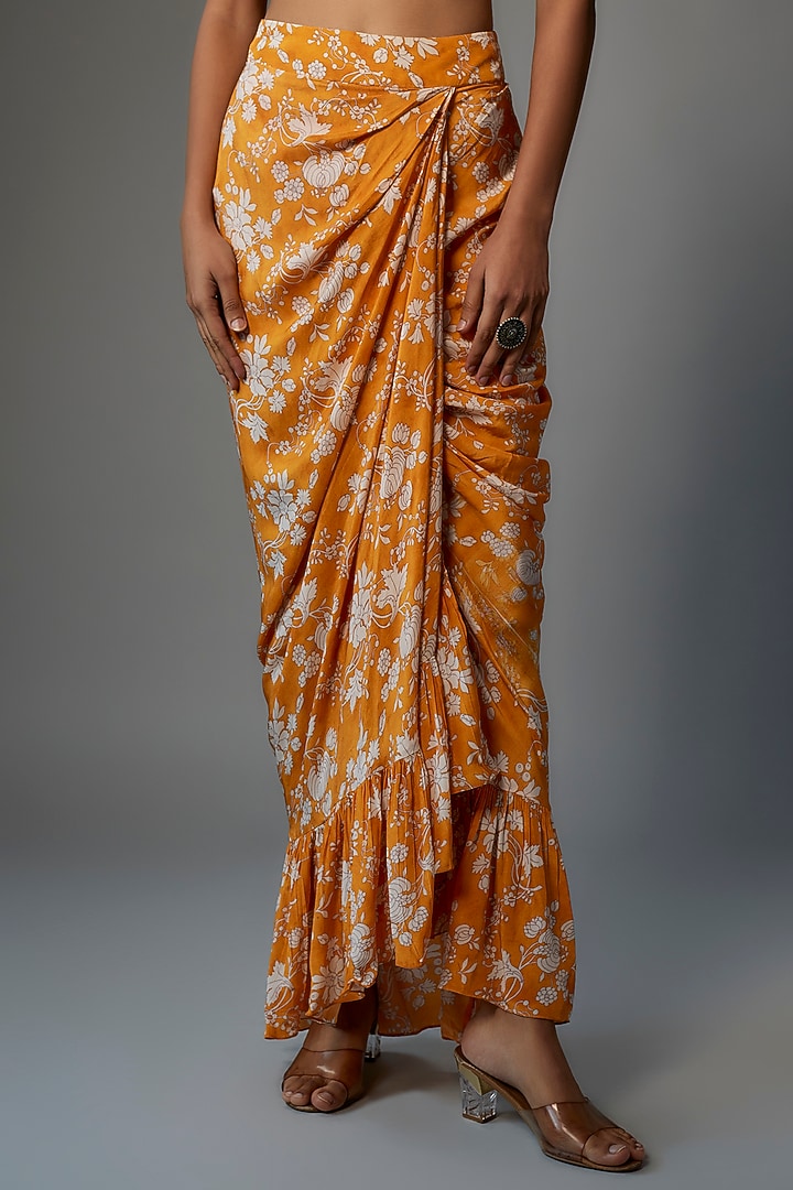 Mango & Coconut Crepe Silk Printed Skirt Set by Arpita Mehta at Pernia's Pop Up Shop
