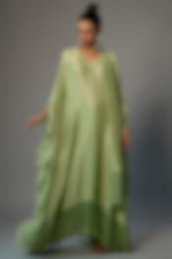 Sage Green Dupion Silk Kaftan Set by Arpita Mehta