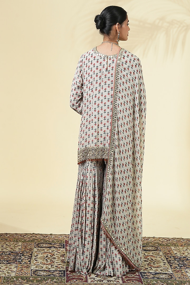 Grey Crepe Silk Gharara Set by Arpita Mehta at Pernia's Pop Up Shop