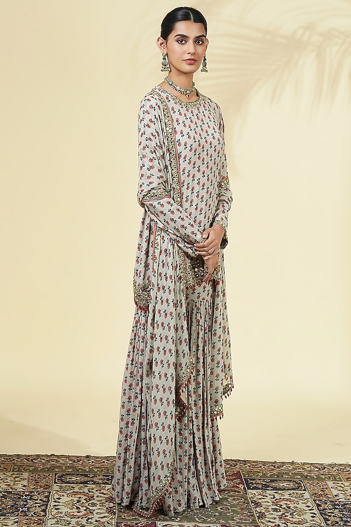 Grey Crepe Silk Gharara Set by Arpita Mehta at Pernia's Pop Up Shop