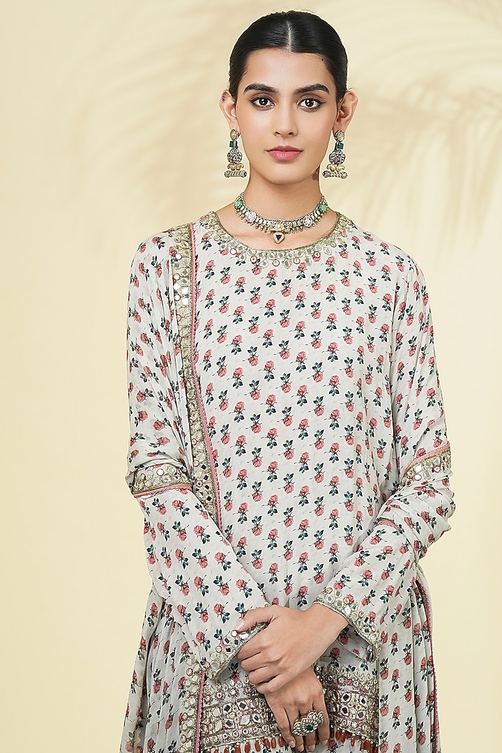 Grey Crepe Silk Gharara Set by Arpita Mehta at Pernia's Pop Up Shop