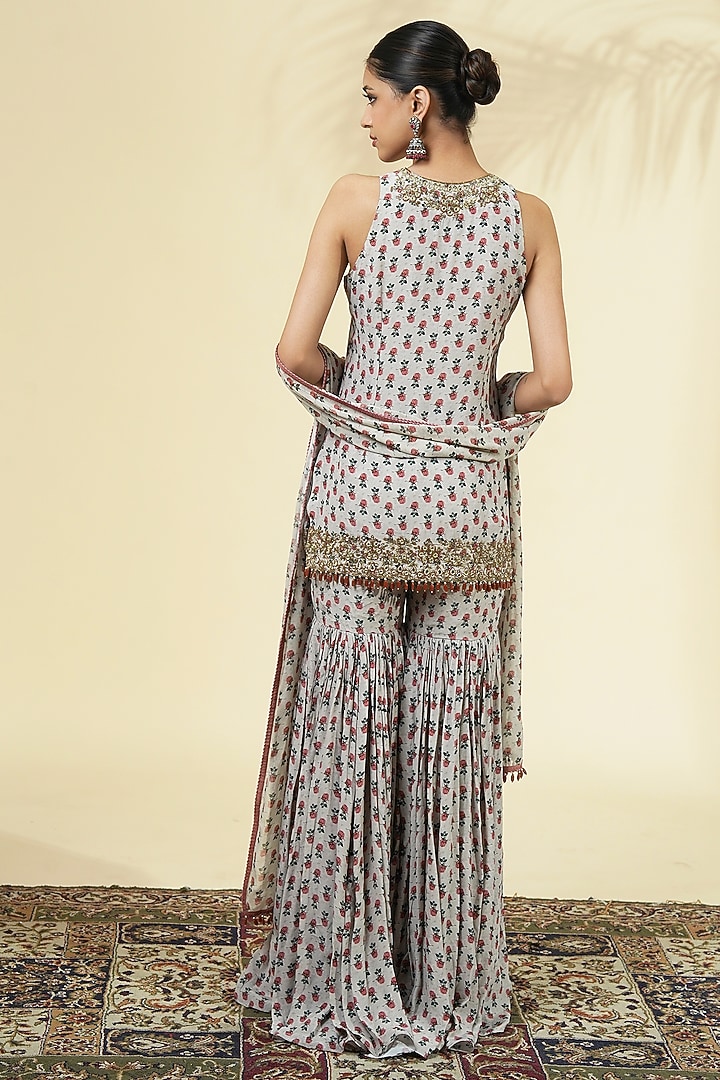 Grey Crepe Silk Gharara Set by Arpita Mehta at Pernia's Pop Up Shop