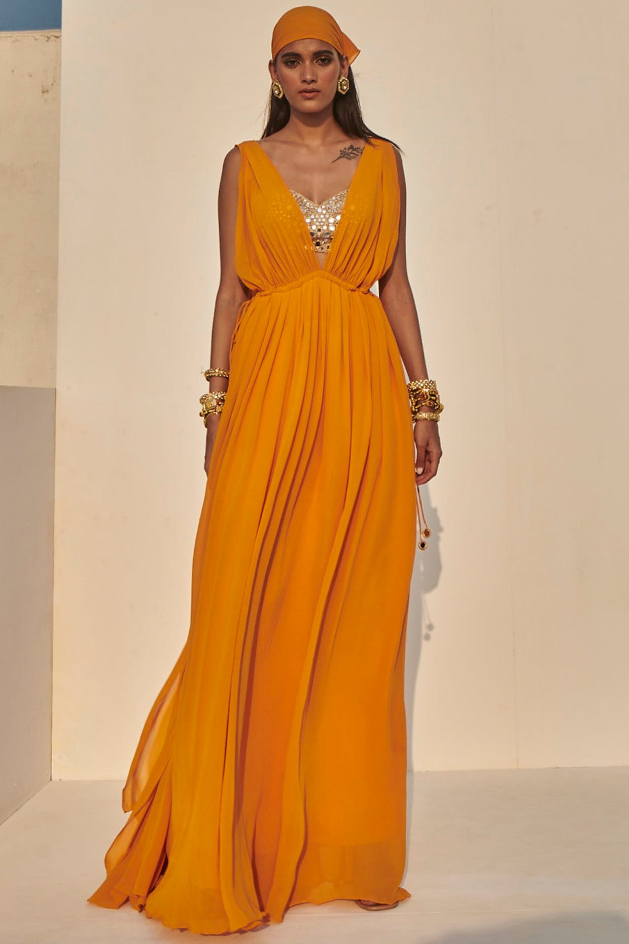 yellow orange maxi dress